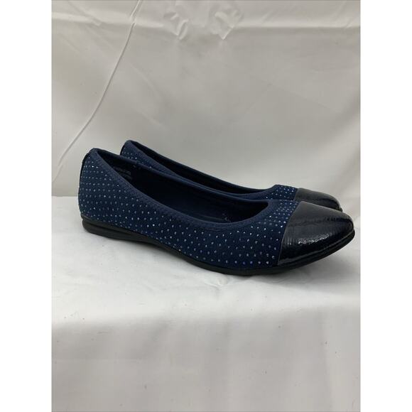 Karen Scott Navy Ballet Flats Womens 6.5 Beaded Flats Slip Ons - Picture 3 of 8
